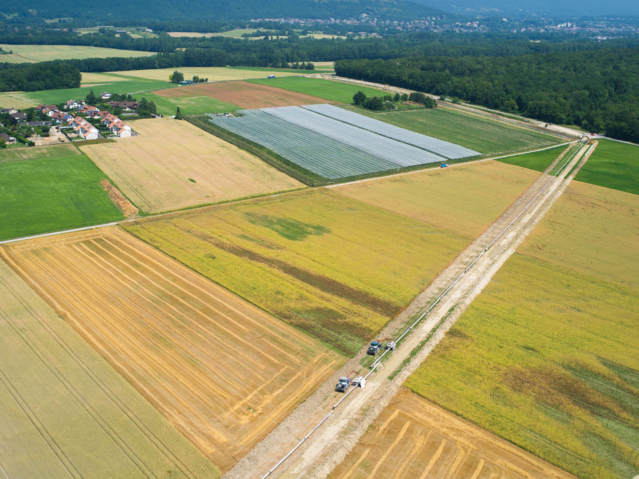 Pose du gazoduc à Chavanne-de-Bogis